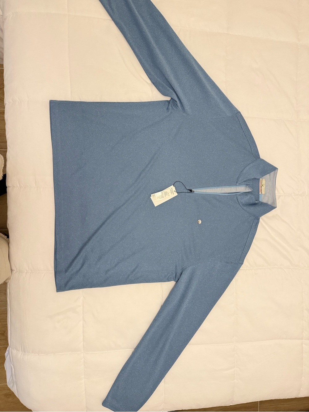 Men's Light Blue Quarter Zip Pullover- Cotton Brothers